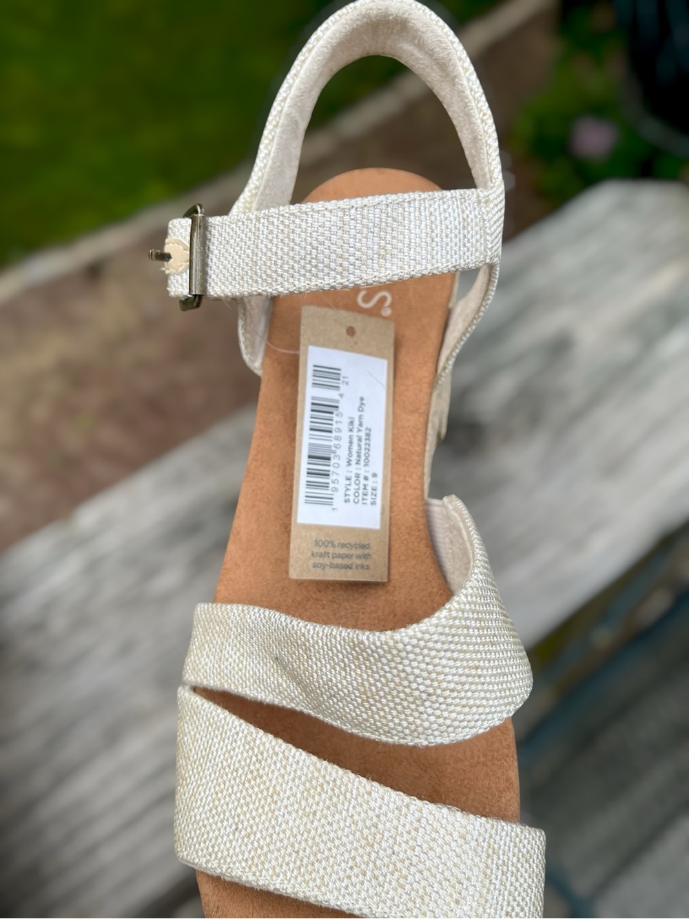TOMS Kiki Natural Yarn Dye Espadrille Platform Sandals NWT Size 9 - Picture 3 of 10
